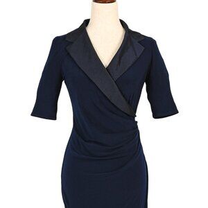 Vintage Y2K Dark Blue & Black JOSEPH RIBKOFF Blazer Style Bodycon Dress - 6